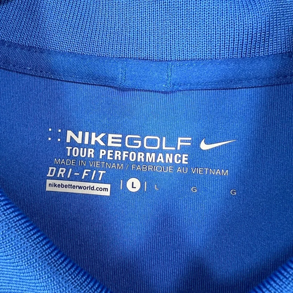 Nike Polo‎ Shirt Mens Large Blue Golf Tour Performance Short Sleeve Geometric